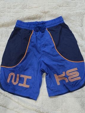 Nike Boys Royal Blue Navy Orange Multi Color Woven Athletic Shorts Size Kids M